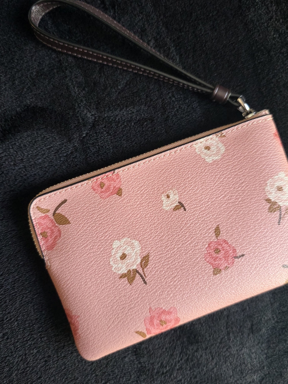 Coach Pink Floral Varsity Bomber Jacket + Matching Wristlet Bundle Medium - Picture 12 of 16